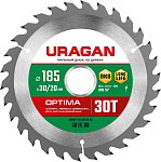 URAGAN 185 х 30/20 мм. 30Т, диск пильный по дереву Optima 36801-185-30-30_z01 купить по цене 560 ₽ в интернет магазине ТЕХСАД