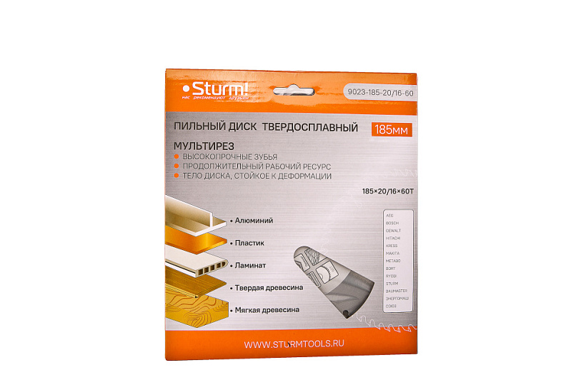 Диск пильный Sturm! 9023-185-20/16-60 купить по цене 1&nbsp;140 ₽ в интернет магазине ТЕХСАД