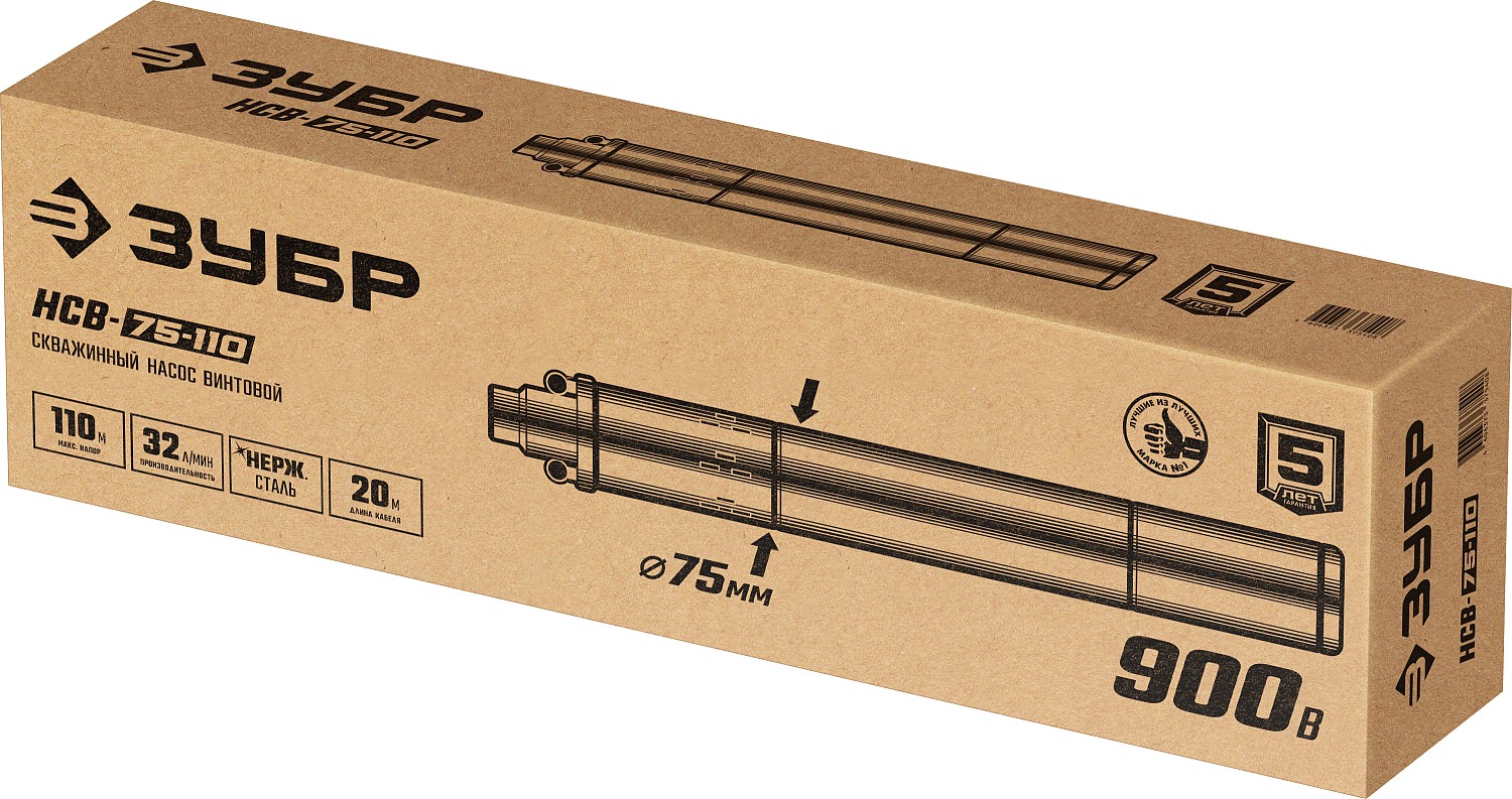 ЗУБР 110 м напор, скважинный насос винтовой НСВ-75-110 Мастер купить по цене 9&nbsp;350 ₽ в интернет магазине ТЕХСАД