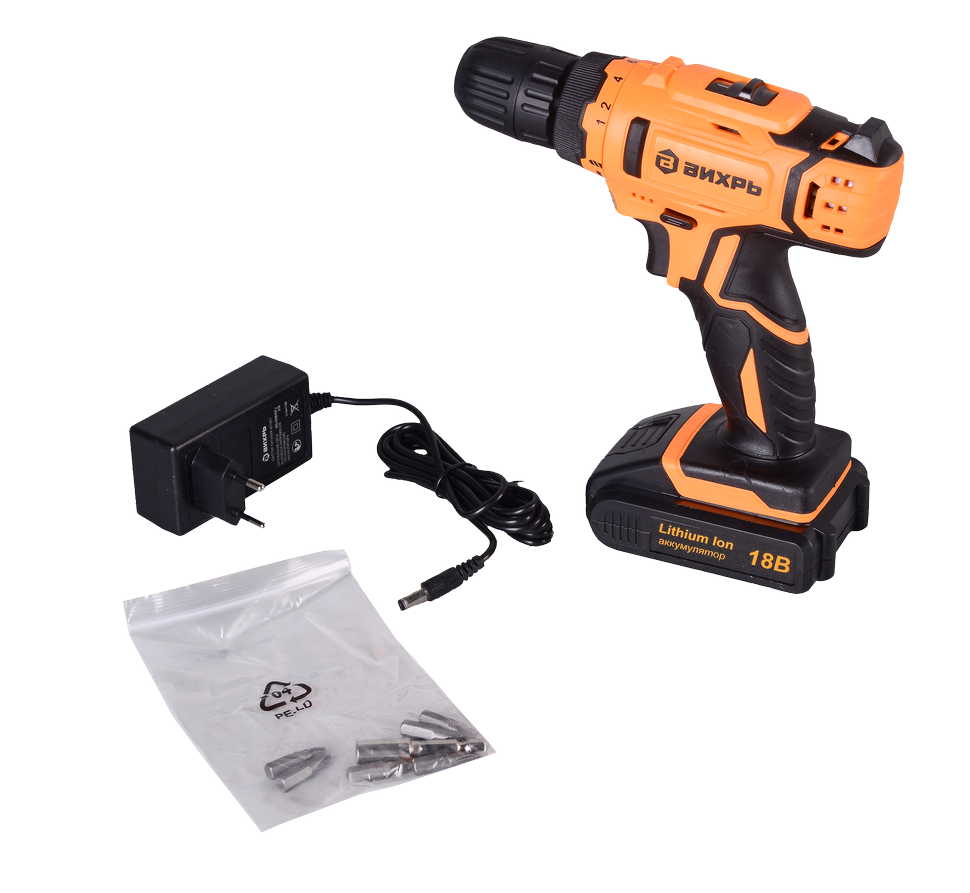 Дрель-шуруповерт ВИХРЬ ДА-18Л-2 купить по цене 3&nbsp;790 ₽ в интернет магазине ТЕХСАД
