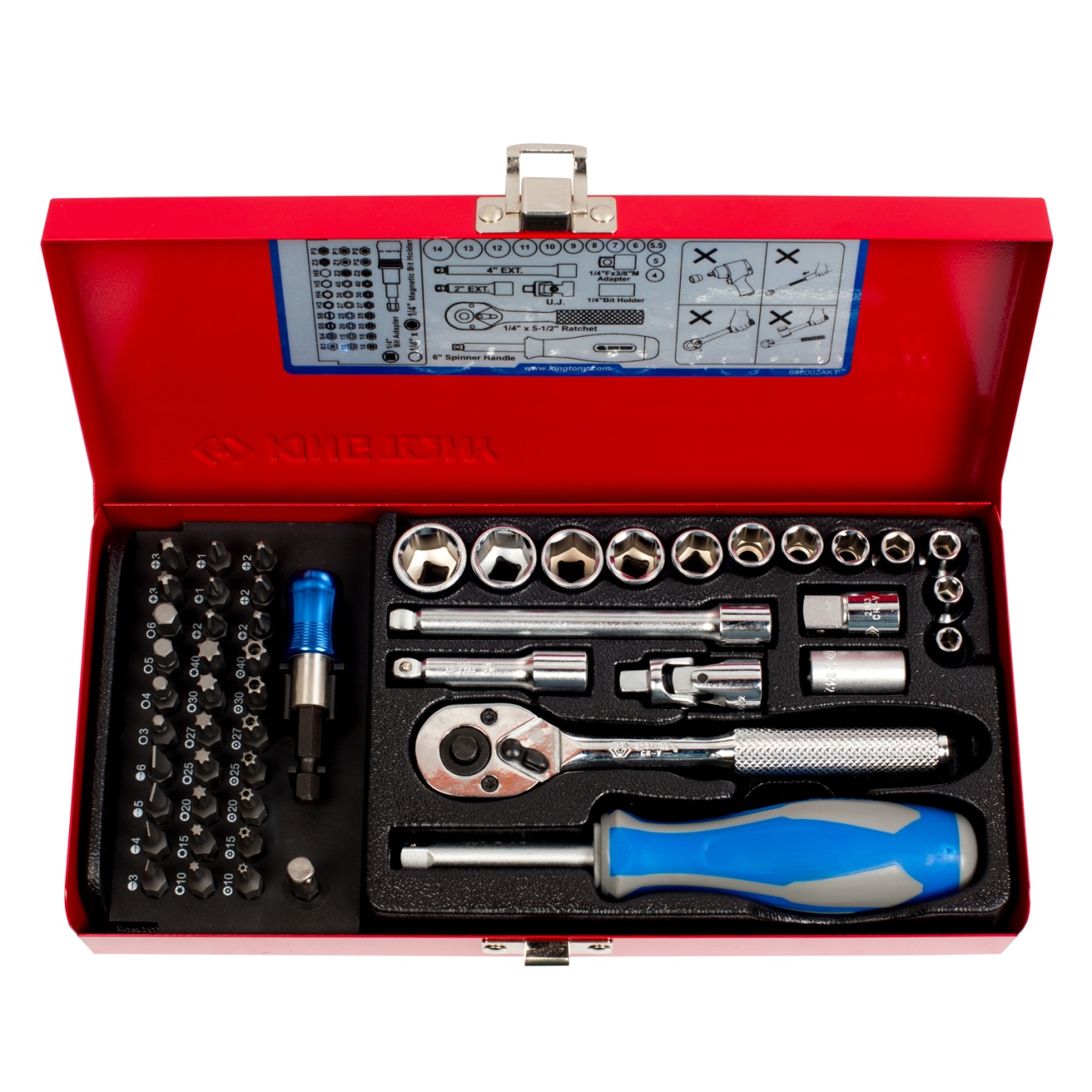 Набор торцевых головок с принадлежностями 1/4'', шестигранные, 4-14 мм, 51 предмет KING TONY 2551MR01 купить по цене 5&nbsp;830 ₽ в интернет магазине ТЕХСАД