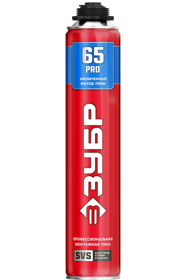 ЗУБР 850 мл, выход до 65 л, пистолетная, монтажная пена ПРО 65 41147_z01 купить по цене 690 ₽ в интернет магазине ТЕХСАД