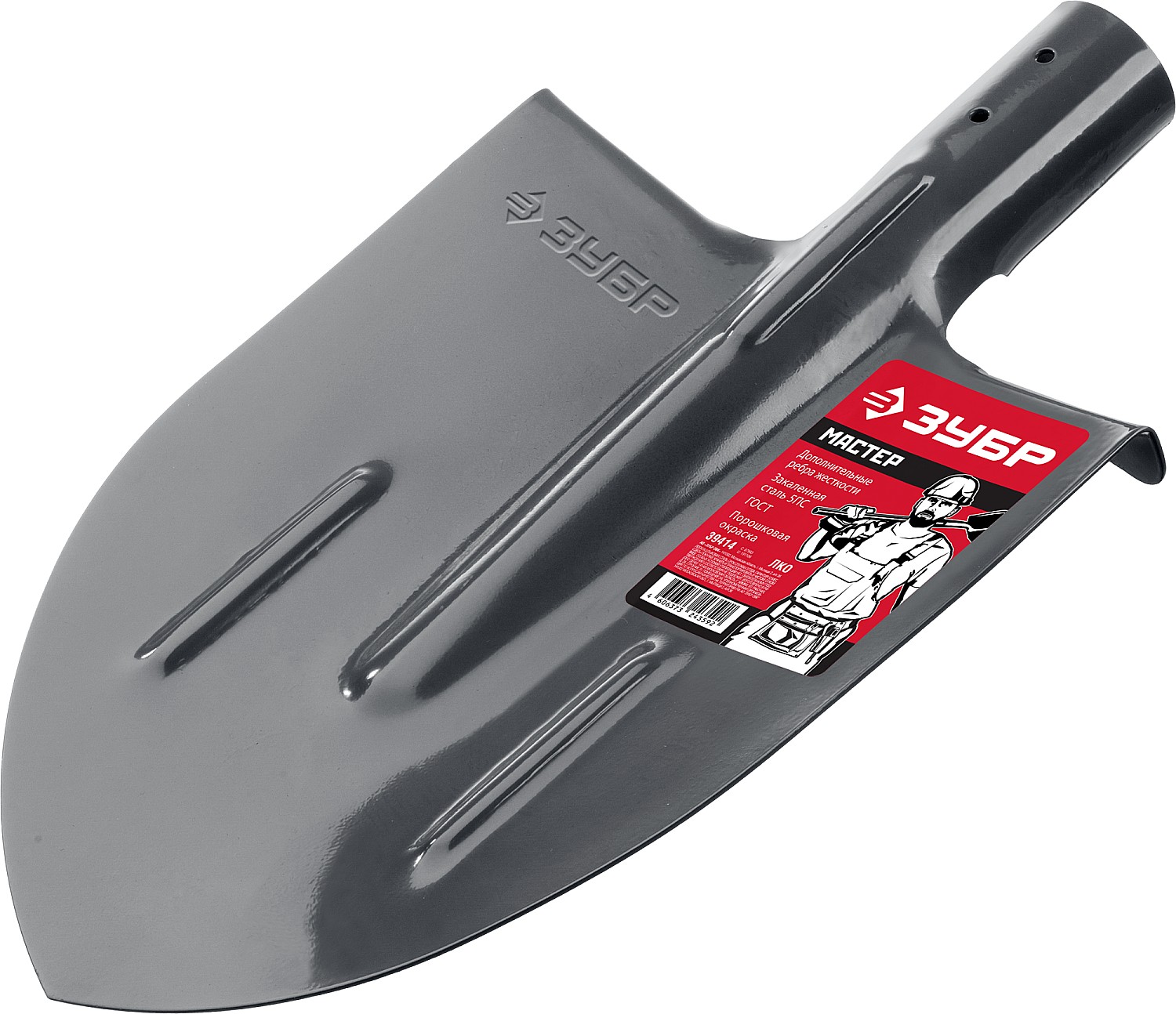 ЗУБР 380х208, с ребрами жесткости ЛКО, без черенка, лопата штыковая 39414 купить по цене 460 ₽ в интернет магазине ТЕХСАД