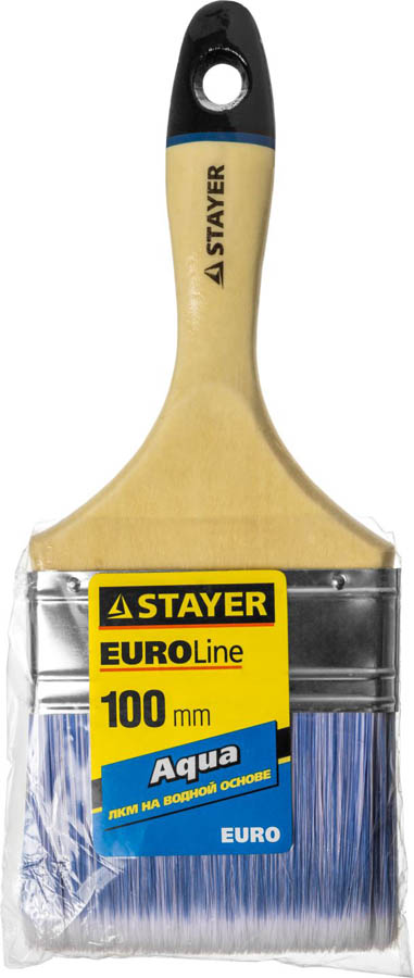 STAYER 100 мм, 4'', щетина искусственная, деревянная ручка, кисть плоская AQUA-EURO01062-100 купить по цене 296 ₽ в интернет магазине ТЕХСАД