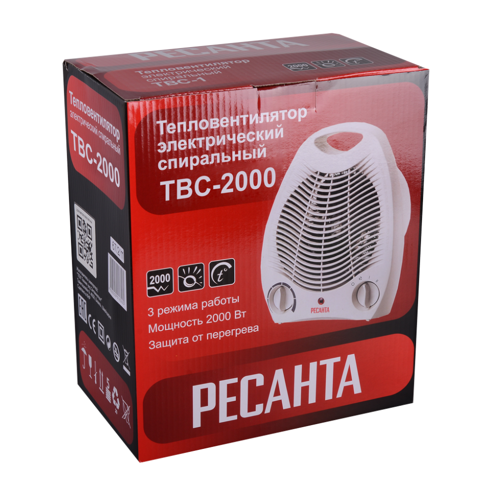 Тепловентилятор Ресанта ТВС-2000 купить по цене 1&nbsp;043 ₽ в интернет магазине ТЕХСАД