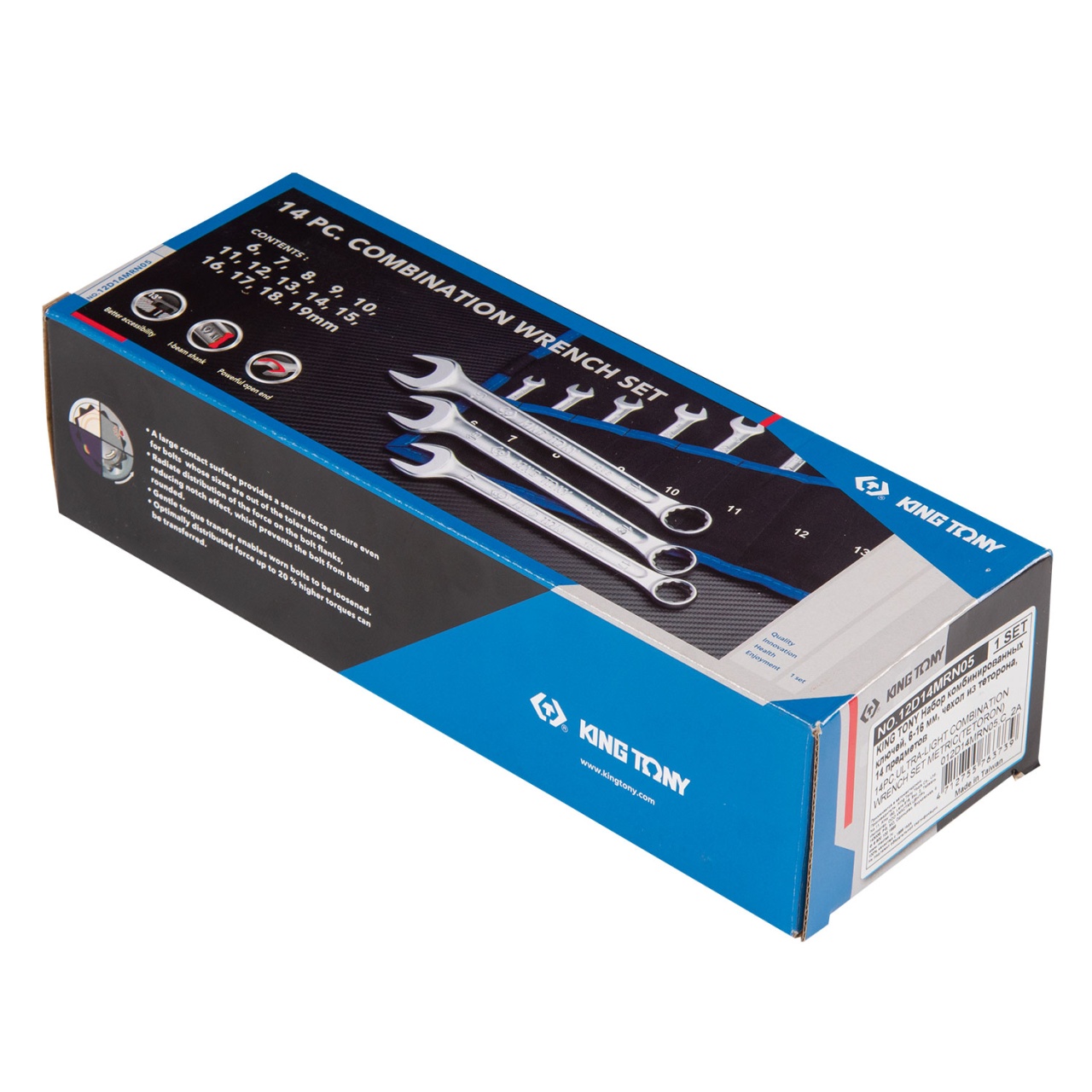 Набор комбинированных ключей, 6-19 мм, чехол из теторона, 14 предметов KING TONY 12D14MRN05 купить по цене 6&nbsp;980 ₽ в интернет магазине ТЕХСАД