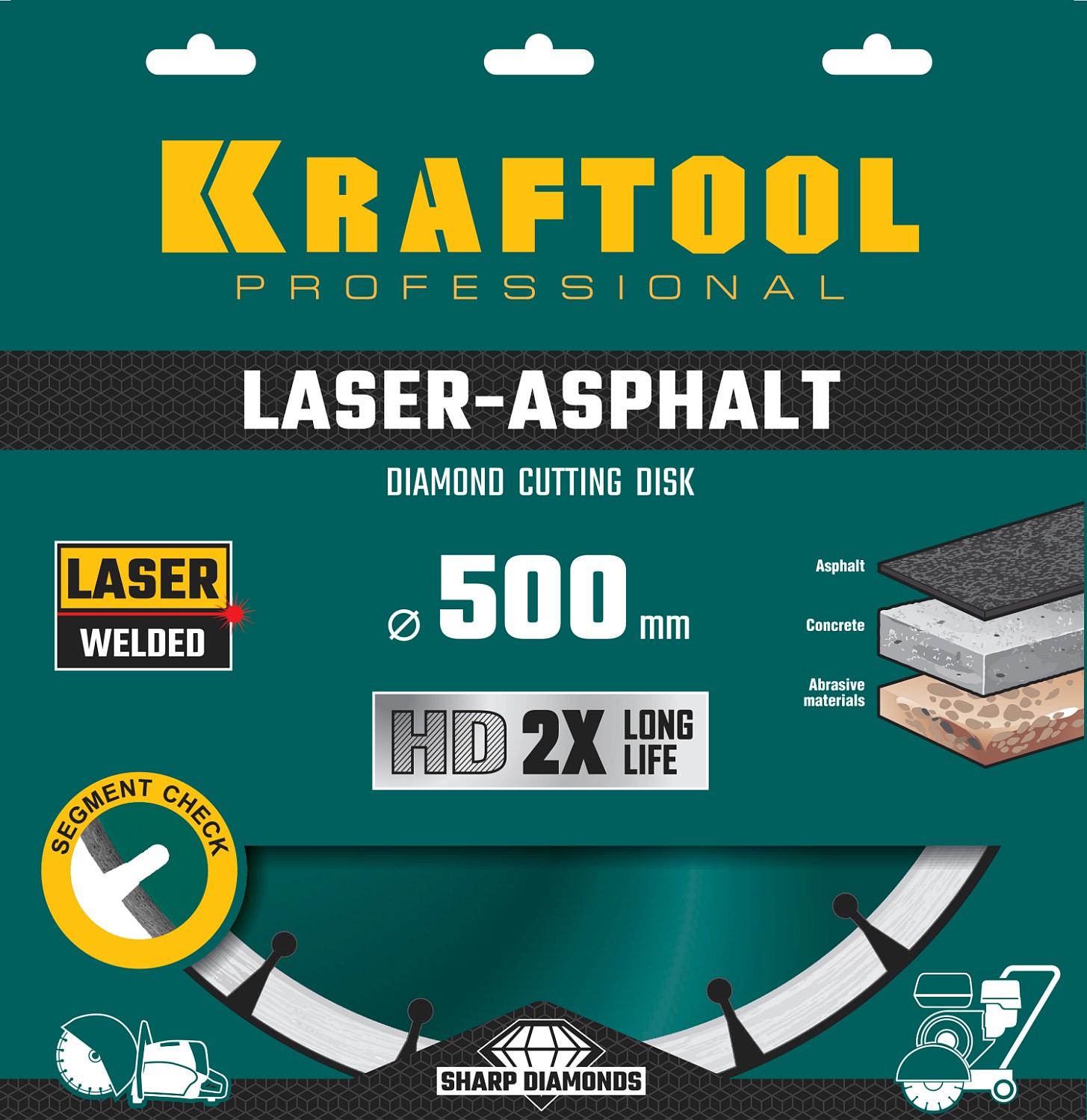 KRAFTOOL Ø 500Х25.4 мм, алмазный, сегментный, по асфальту, диск отрезной LASER-ASPHALT 36687-500 купить по цене 17&nbsp;240 ₽ в интернет магазине ТЕХСАД