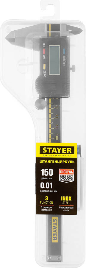 STAYER 150 мм, штангенциркуль электронный 34410-150 купить по цене 2&nbsp;430 ₽ в интернет магазине ТЕХСАД