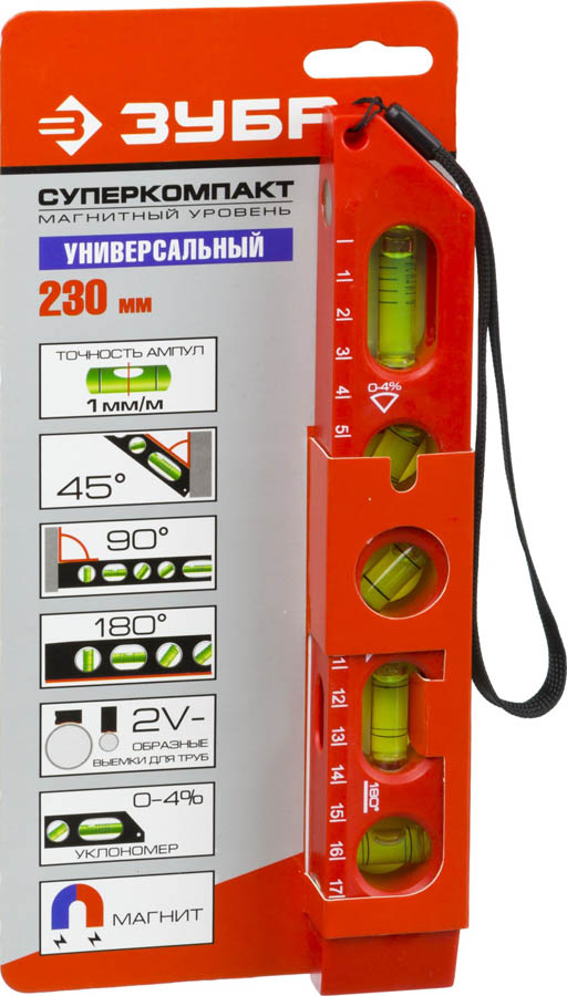 ЗУБР 230 мм, уровень пластмассовый, магнитный 3455_z01 купить по цене 323 ₽ в интернет магазине ТЕХСАД