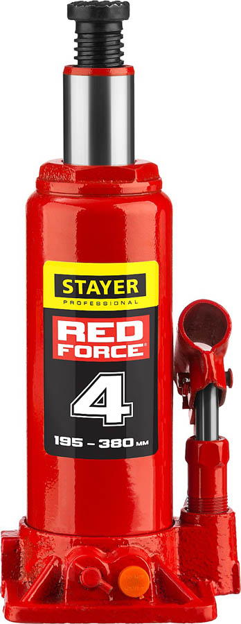 STAYER 4 т, 195-380 мм, домкрат бутылочный гидравлический RED FORCE 43160-4_z01 Professional купить по цене 1&nbsp;940 ₽ в интернет магазине ТЕХСАД