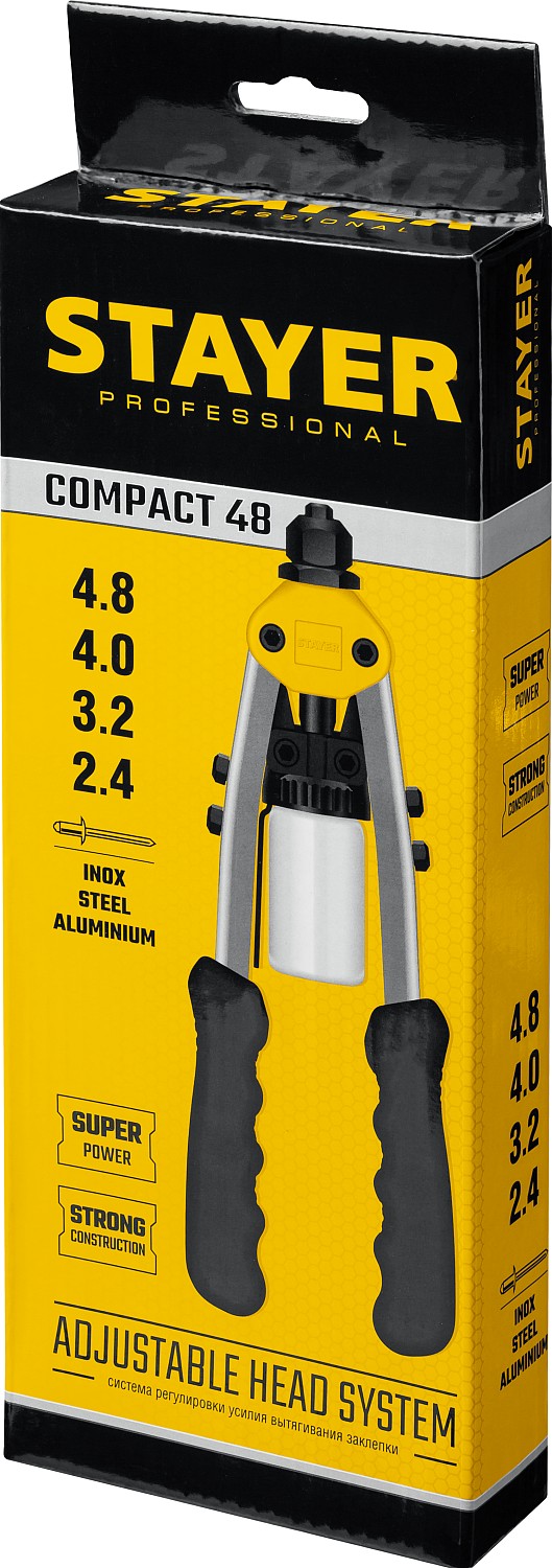 STAYER заклепки 2.4-4.8 мм из алюминия, стали, нерж. cтали, усиленный литой корпус, заклепочник двуручный 3116_z01 Professional купить по цене 1&nbsp;100 ₽ в интернет магазине ТЕХСАД