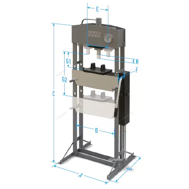 Пресс напольный 50 т, гидравлический NORDBERG N3650AL купить по цене 99&nbsp;328 ₽ в интернет магазине ТЕХСАД