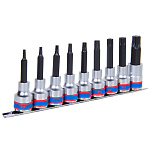 Набор торцевых насадок 1/2'', Torx, Т20-Т60 мм, L = 80 мм, 9 предметов KING TONY 4119PR10 купить по цене 3&nbsp;520 ₽ в интернет магазине ТЕХСАД
