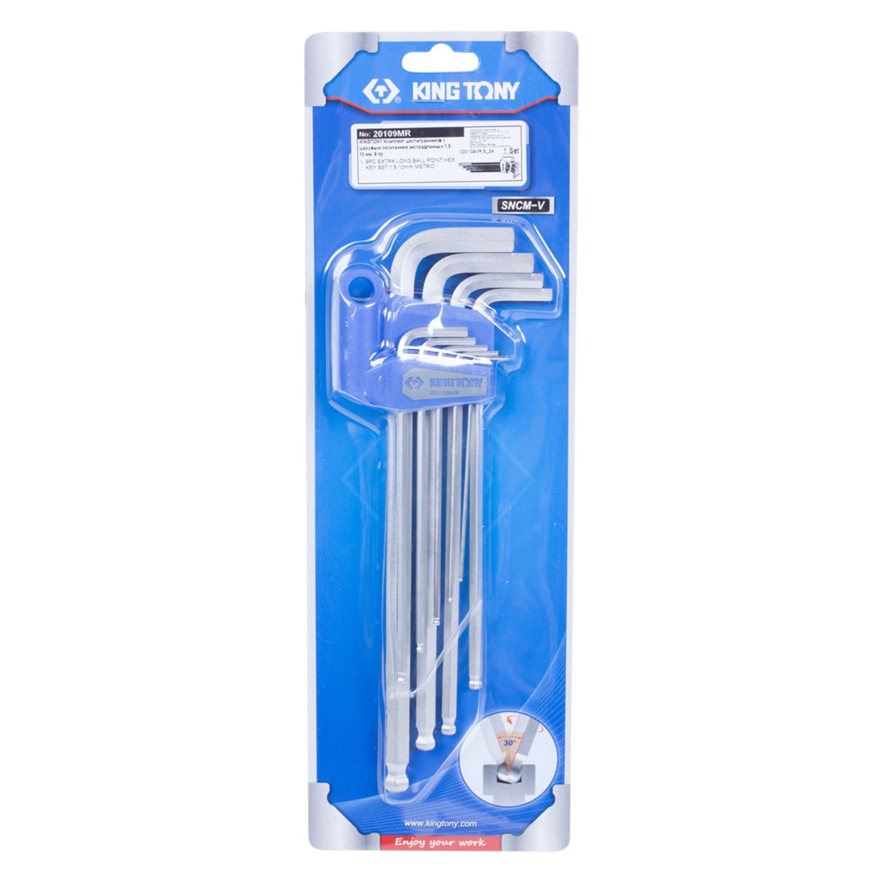 Набор Г-образных шестигранников 1,5-10 мм, длинные, с шаровым окончанием, 9 предметов KING TONY 20109MR купить по цене 1&nbsp;740 ₽ в интернет магазине ТЕХСАД