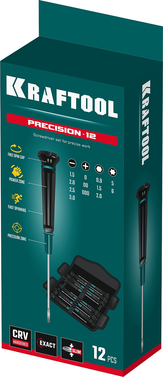KRAFTOOL 12 шт, набор отверток для точных работ 25689 Pro купить по цене 3&nbsp;120 ₽ в интернет магазине ТЕХСАД