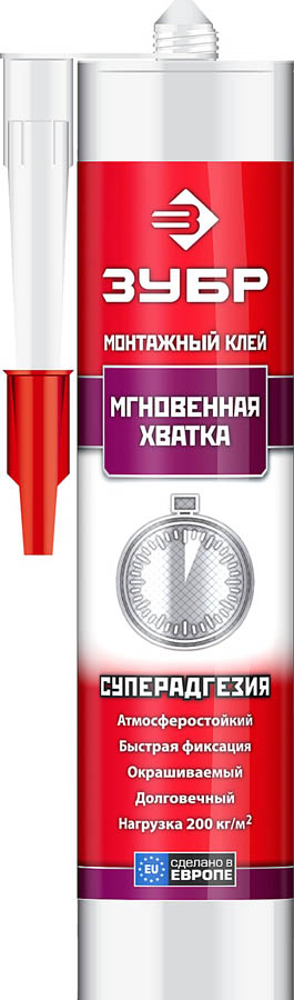 ЗУБР 300 мл, мгновенная хватка, бежевый, монтажный клей 41334 купить по цене 254 ₽ в интернет магазине ТЕХСАД