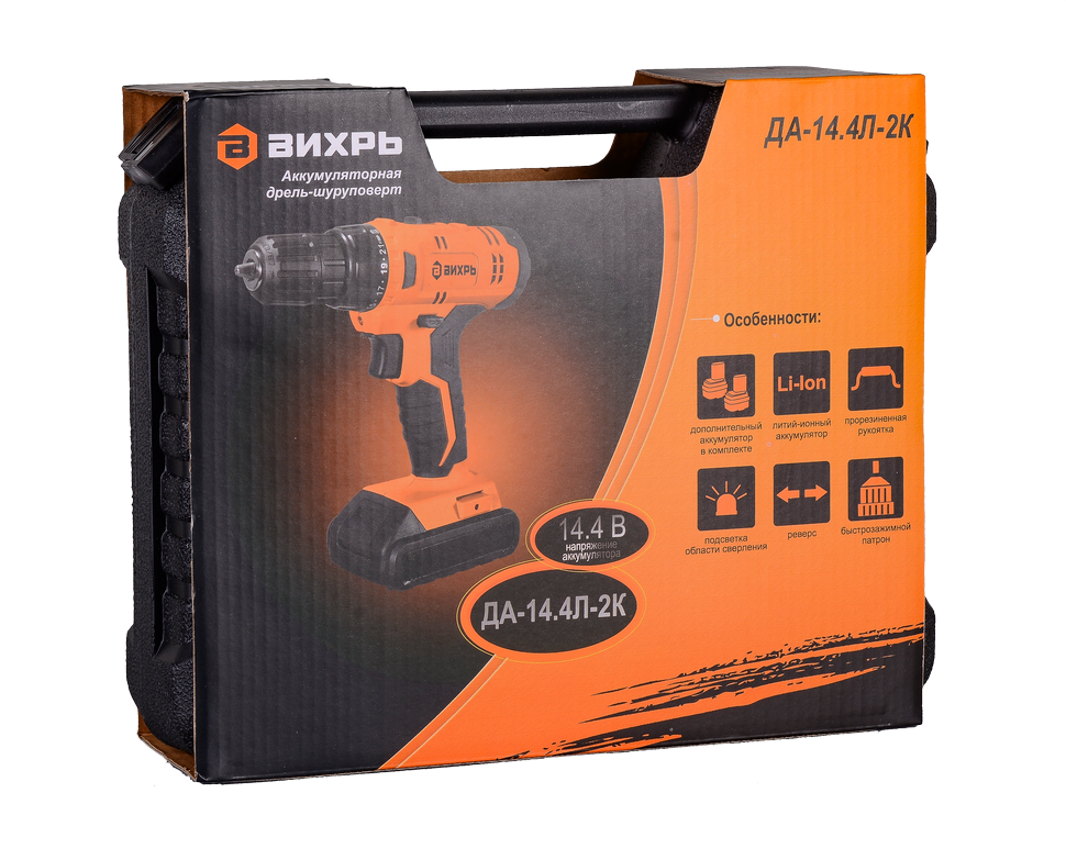 Дрель-шуруповерт ВИХРЬ ДА-14,4Л-2К купить по цене 4&nbsp;311 ₽ в интернет магазине ТЕХСАД