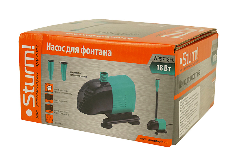 Фонтанный насос Sturm! WP9718FC купить по цене 2&nbsp;690 ₽ в интернет магазине ТЕХСАД
