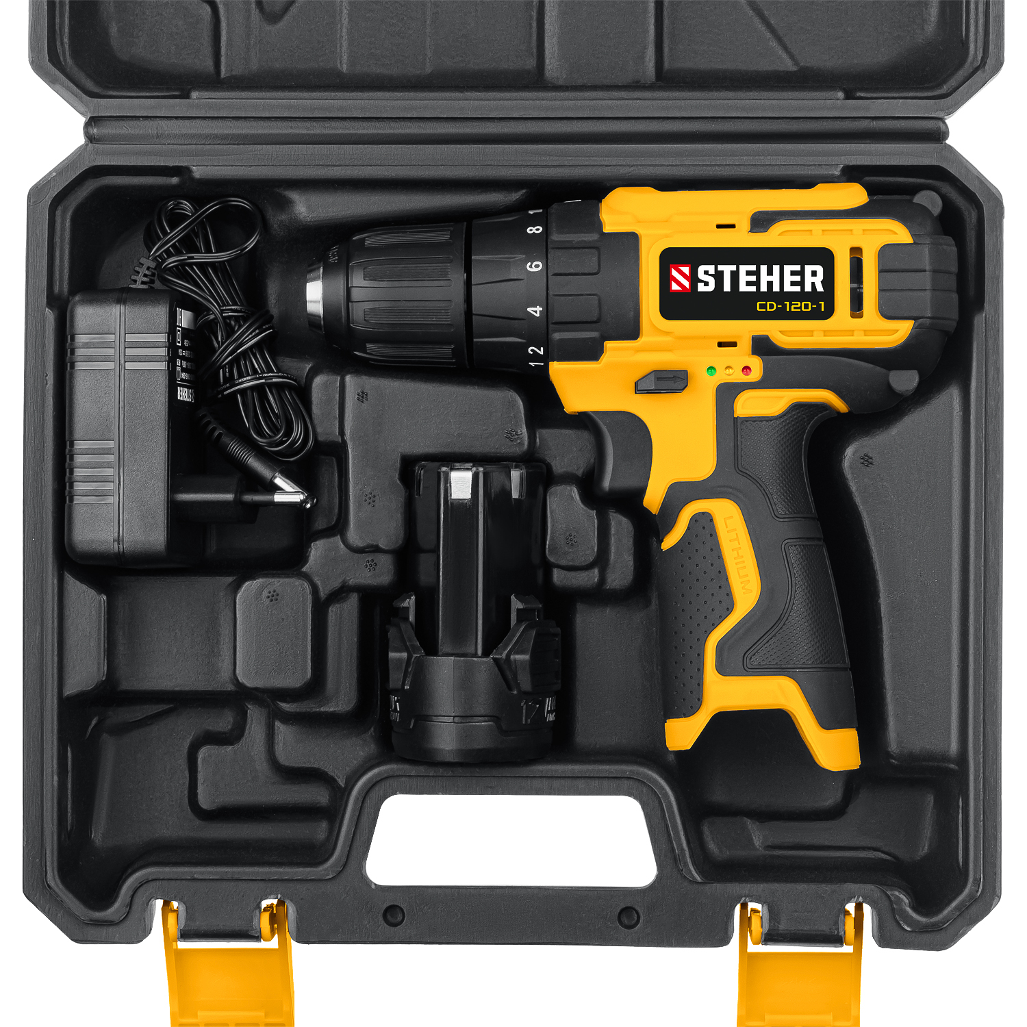 STEHER 12 В, 1 АКБ (2Ач), в кейсе, дрель-шуруповерт, CD-120-1 купить по цене 3&nbsp;850 ₽ в интернет магазине ТЕХСАД