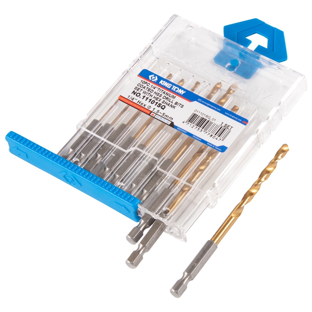 Набор сверл по металлу HSS Tin 1,5-5,0 мм, с шестигранным хвостовиком, 10 предметов KING TONY 11101SQ купить по цене 1&nbsp;410 ₽ в интернет магазине ТЕХСАД