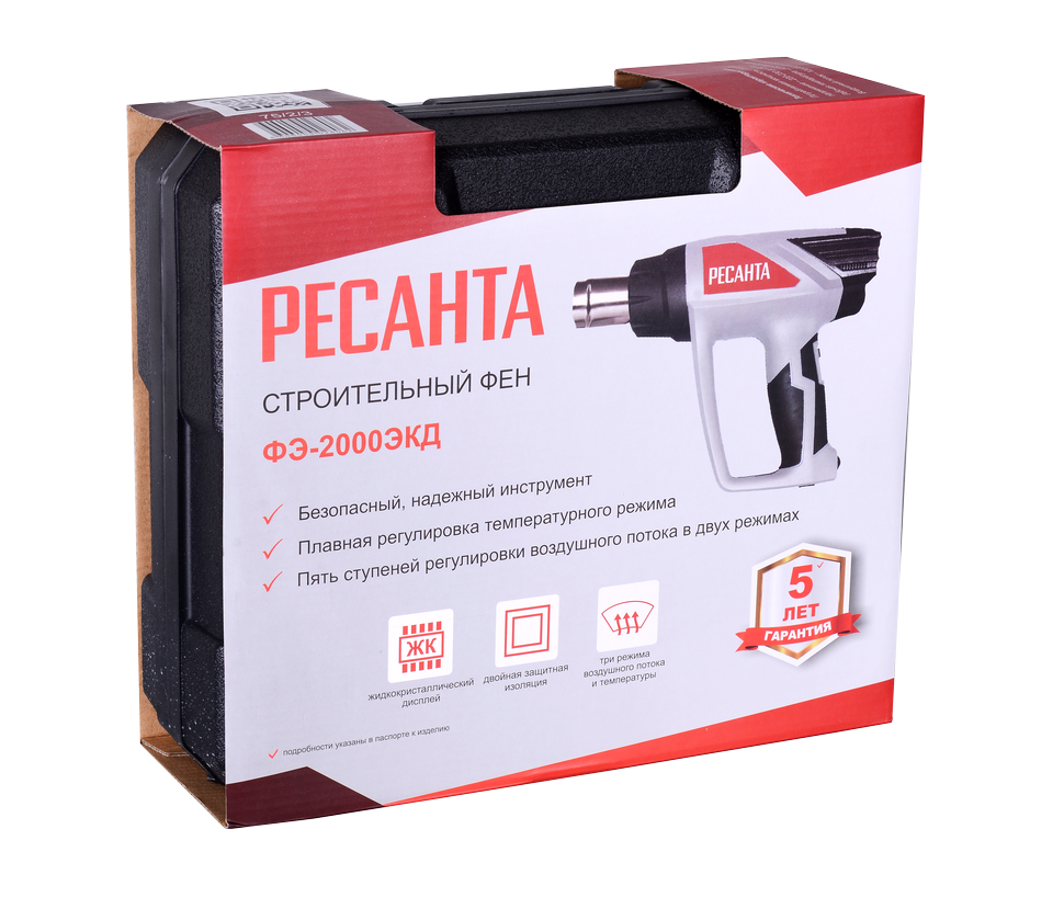 Строительный фен Ресанта ФЭ-2000ЭКД купить по цене 6&nbsp;090 ₽ в интернет магазине ТЕХСАД