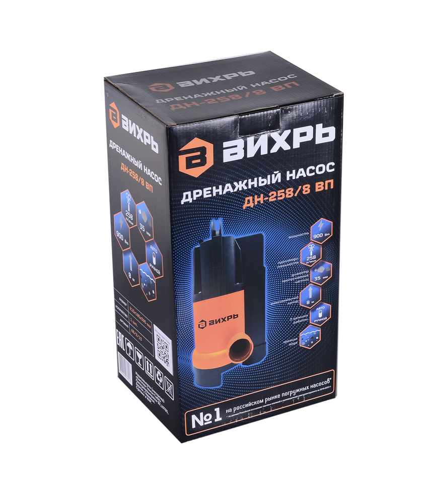 Дренажный насос Вихрь ДН-258/8 ВП купить по цене 3&nbsp;861 ₽ в интернет магазине ТЕХСАД