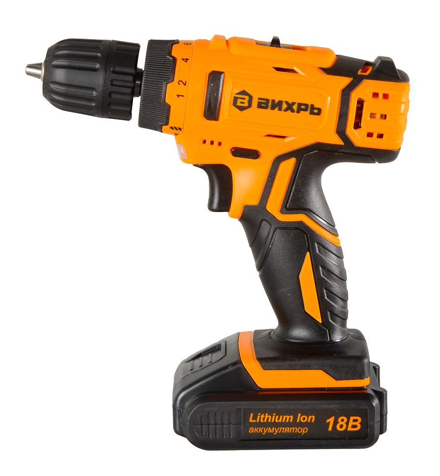 Дрель-шуруповерт аккумуляторная ДА-18Л-2К/Б (2,0 А/ч) (бесщеточный двигатель) Вихрь купить по цене 8&nbsp;490 ₽ в интернет магазине ТЕХСАД