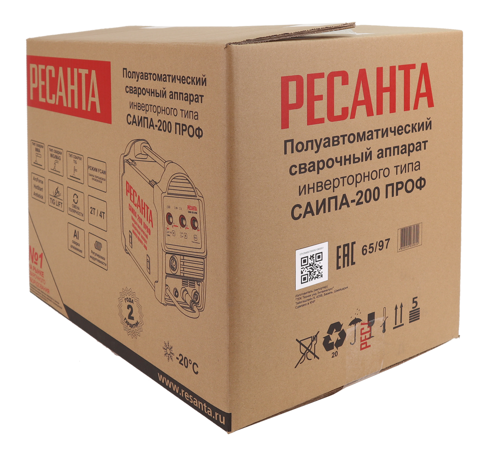 Сварочный полуавтомат Ресанта САИПА-200 ПРОФ (MIG/MAG) купить по цене 31&nbsp;500 ₽ в интернет магазине ТЕХСАД