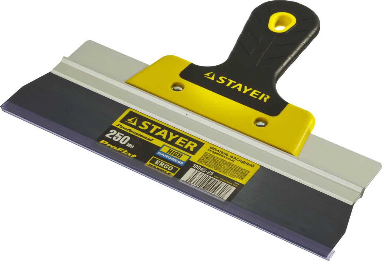 STAYER фасадный, 250 мм, анодированный, двухкомпонентная рукоятка, шпатель фасадный 10045-25 купить по цене 580 ₽ в интернет магазине ТЕХСАД