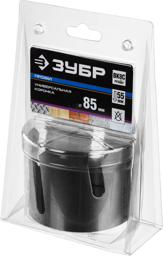 ЗУБР Ø 85 мм, твердосплавные резцы, коронка 29514-85 Профессионал купить по цене 2&nbsp;270 ₽ в интернет магазине ТЕХСАД