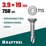 KRAFTOOL 19 х 3.9 мм, 750 шт., нержавеющие саморезы НС-П с потайной головкой 300932-39-019 купить по цене 3&nbsp;850 ₽ в интернет магазине ТЕХСАД