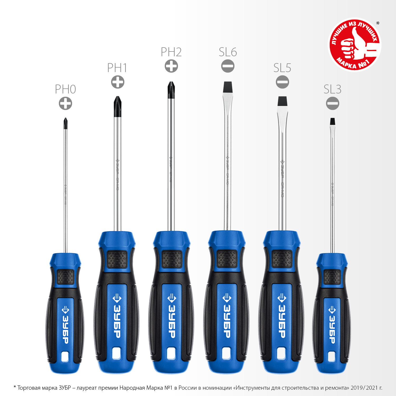 ЗУБР 6 шт, отвертки профессиональные с магнитным наконечником 25239 Профессионал купить по цене 1&nbsp;010 ₽ в интернет магазине ТЕХСАД