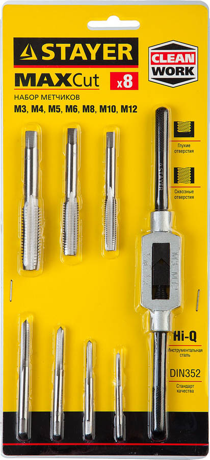 STAYER 8 предметов, легированная сталь, набор метчиков MaxCut 28016-H8_z01 Master купить по цене 1&nbsp;130 ₽ в интернет магазине ТЕХСАД