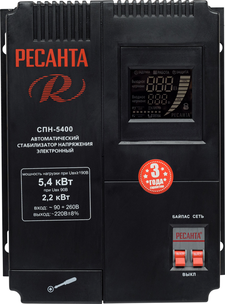 Стабилизатор напряжения РЕСАНТА СПН-5400 купить по цене 13&nbsp;890 ₽ в интернет магазине ТЕХСАД