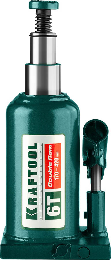 KRAFTOOL 6 т, 170-420 мм, домкрат гидравлический бутылочный сварной телескопический Double Ram 43463-6 купить по цене 4&nbsp;390 ₽ в интернет магазине ТЕХСАД