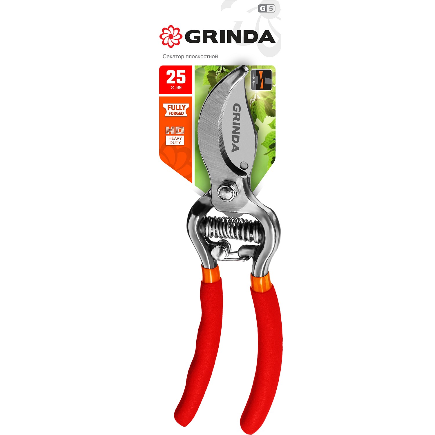 GRINDA 210 мм, цельнокованый, с эргономичными рукоятками, плоскостной секатор 423105 купить по цене 770 ₽ в интернет магазине ТЕХСАД