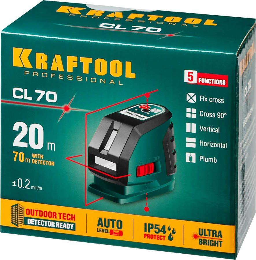 KRAFTOOL линейный лазерный нивелир CL70 34660 Professional купить по цене 9&nbsp;180 ₽ в интернет магазине ТЕХСАД