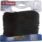 ЗУБР 20 м,  5 мм, плетеный, повышенной нагрузки, с сердечником, черный, шнур полиамидный 50311-05-020 купить по цене 159 ₽ в интернет магазине ТЕХСАД