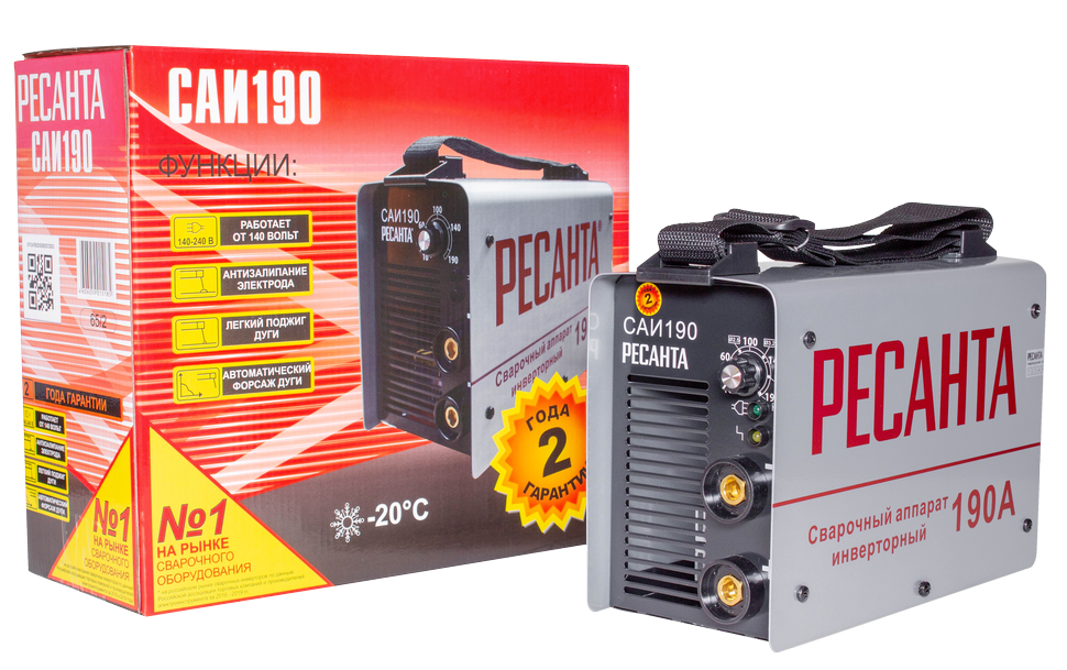 Сварочный аппарат инверторный Ресанта САИ 190 купить по цене 8&nbsp;091 ₽ в интернет магазине ТЕХСАД