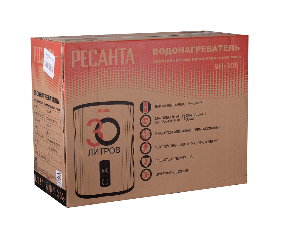 Водонагреватель накопительный ВН-30В Ресанта купить по цене 15&nbsp;190 ₽ в интернет магазине ТЕХСАД