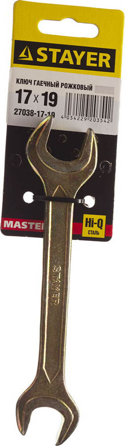 STAYER 17х19 мм, Hi-Q Сталь, оцинкованный, гаечный ключ рожковый 27038-17-19 Master купить по цене 151 ₽ в интернет магазине ТЕХСАД