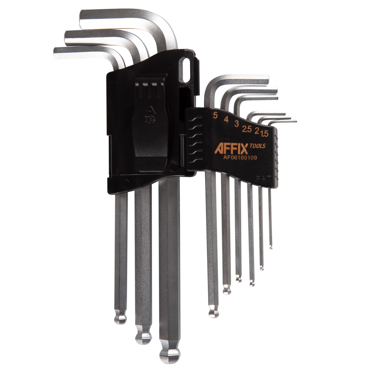Набор Г-образных шестигранников 1,5-10 мм, с шаровым окончанием, 9 предметов AFFIX AF06100109 купить по цене 1&nbsp;010 ₽ в интернет магазине ТЕХСАД