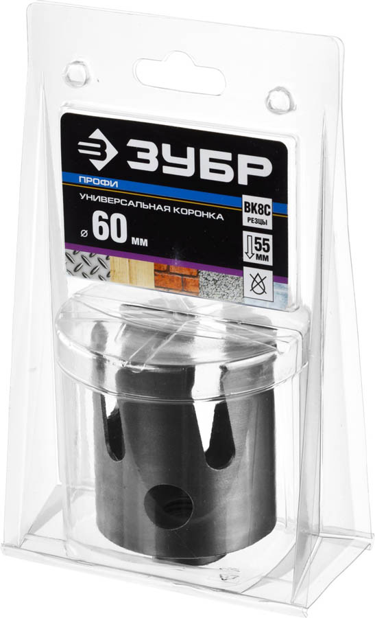 ЗУБР Ø 60 мм, твердосплавные резцы, коронка 29514-60 Профессионал купить по цене 1&nbsp;407 ₽ в интернет магазине ТЕХСАД