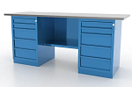 Верстак слесарный, двухтумбовый, оцинкованная столешница, синий FERRUM 01.255L-5015 купить по цене 47&nbsp;325 ₽ в интернет магазине ТЕХСАД