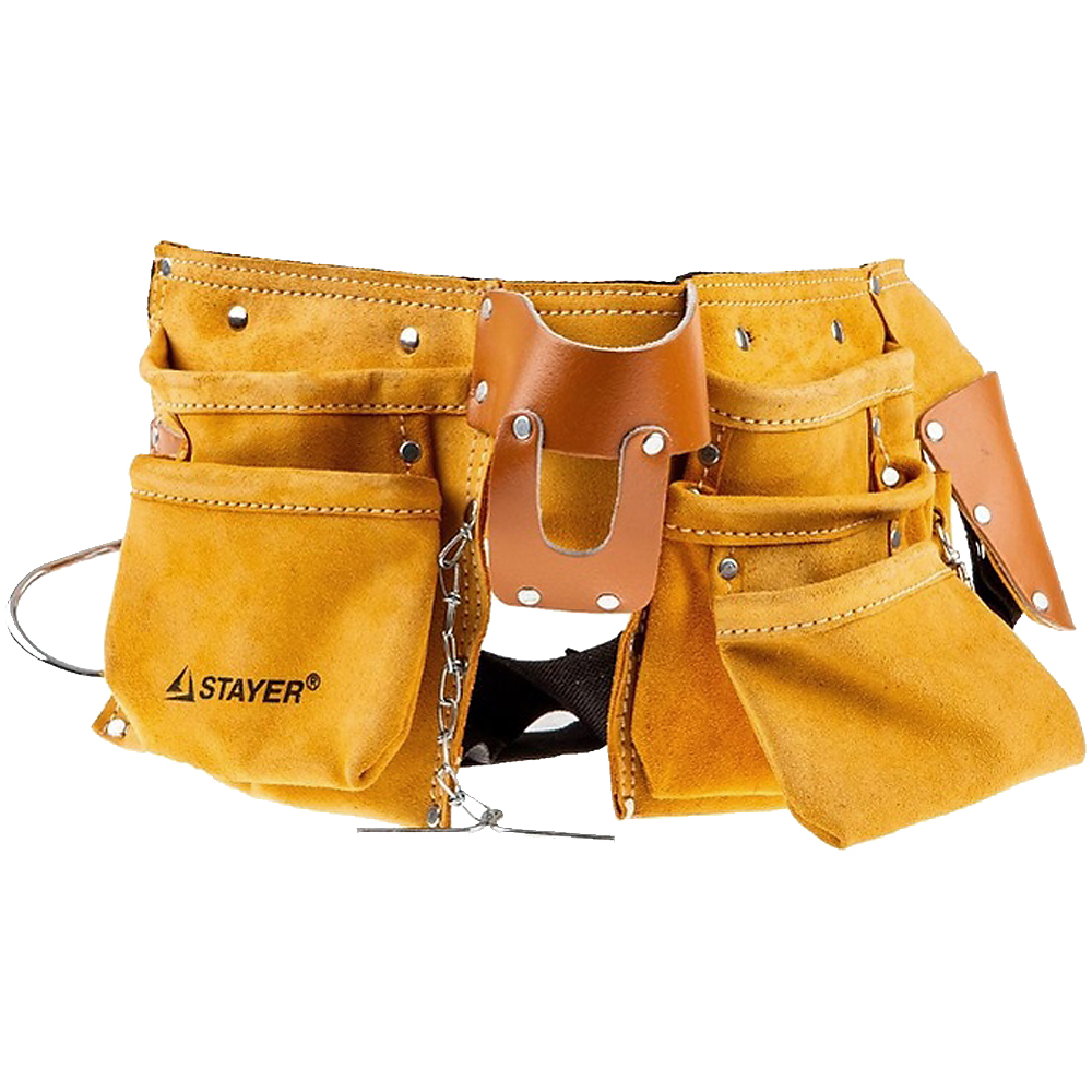 STAYER 10 карманов, кожаный, петля (скоба) для крупного инструмента, пояс для инструментов 38512 купить по цене 2&nbsp;240 ₽ в интернет магазине ТЕХСАД