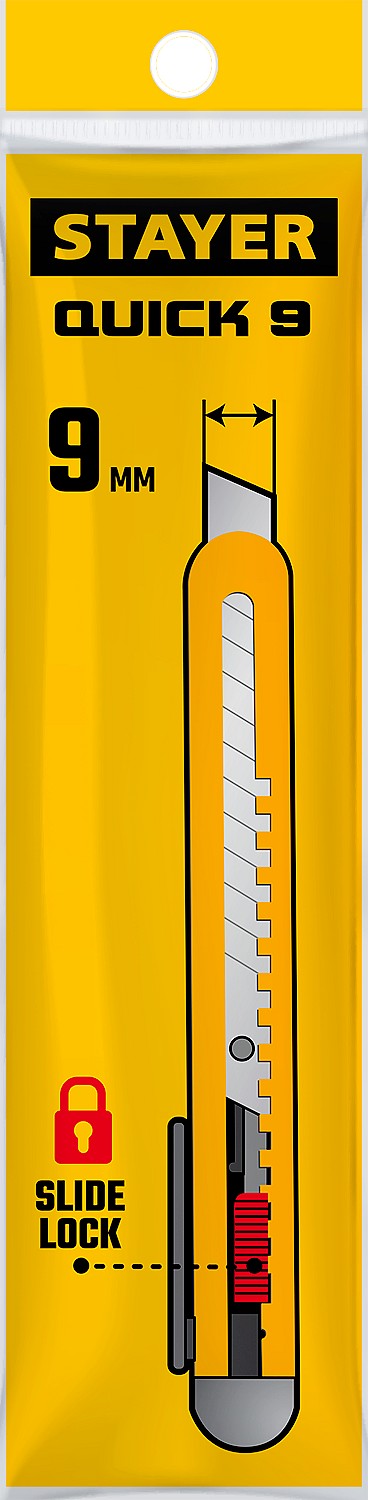STAYER 9 мм, сегментированное лезвие, нож QUICK-9 0901_z01 купить по цене 54 ₽ в интернет магазине ТЕХСАД