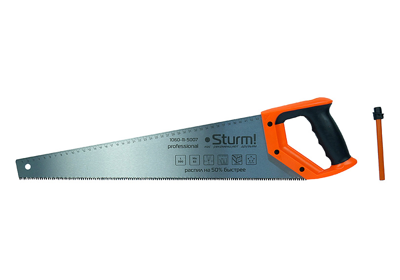Ножовка по дереву Sturm! 1060-11-5007 со встроенным карандашом купить по цене 840 ₽ в интернет магазине ТЕХСАД