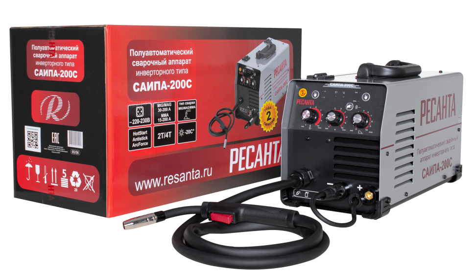 Сварочный полуавтомат Ресанта САИПА-200C (MIG/MAG) купить по цене 29&nbsp;090 ₽ в интернет магазине ТЕХСАД