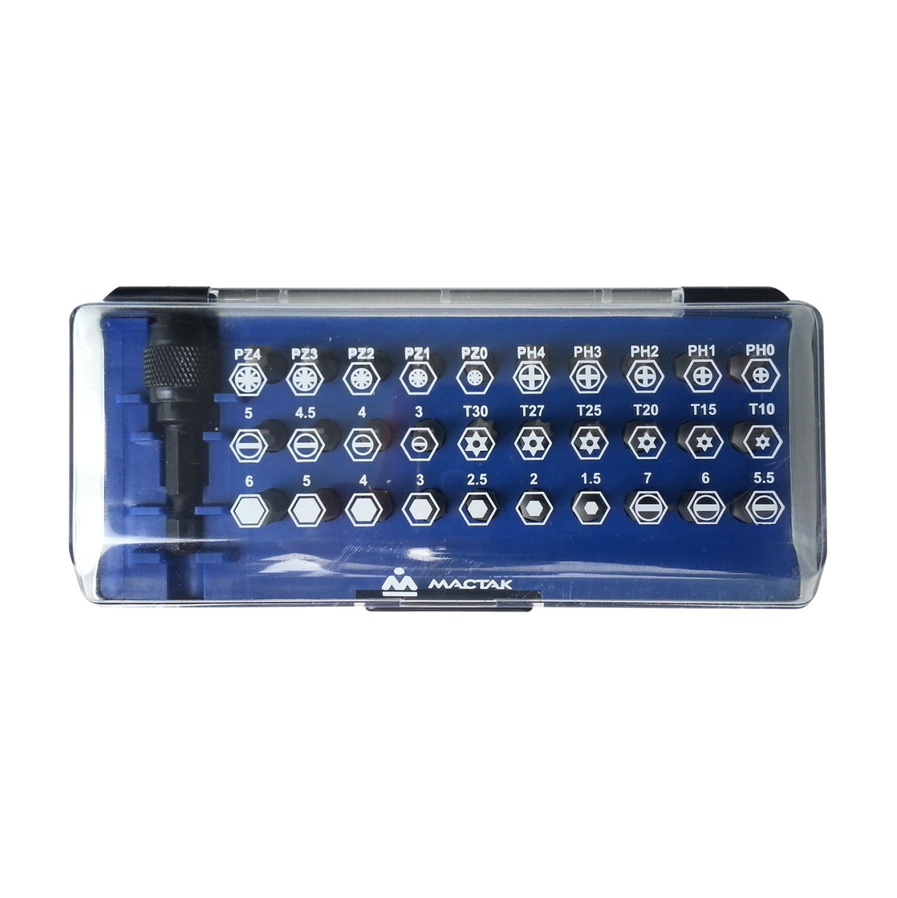Набор вставок (бит) 1/4'', PH, PZ, Hex, Torx, Slotted, 31 предмет МАСТАК 058-00031C купить по цене 860 ₽ в интернет магазине ТЕХСАД