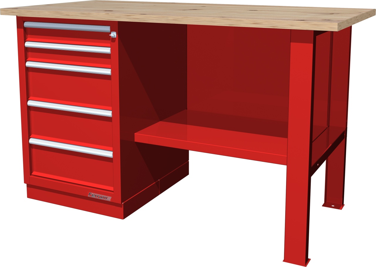 Верстак слесарный, однотумбовый, столешница из фанеры, красный FERRUM 01.105R-W3000 купить по цене 27&nbsp;181 ₽ в интернет магазине ТЕХСАД